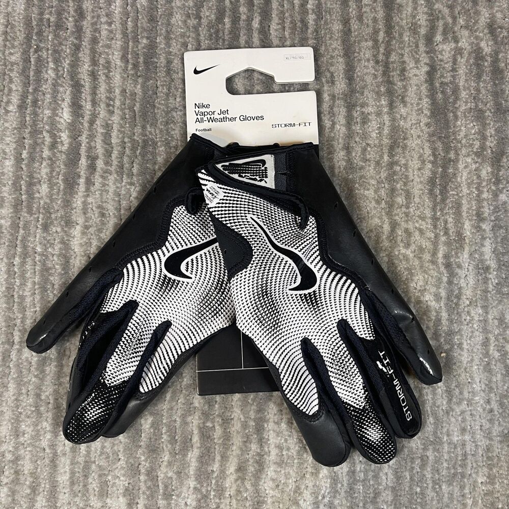 Nike Vapor Jet All-Weather Football Gloves Mens XL Black Storm-FIT Hydragrip New